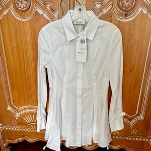 NWT High Fashion White Cotton Button-up Shirt
